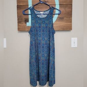 NATURAL LIFE Blue Strechy  Patterned Tank Mini Sundress Dress Size Medium